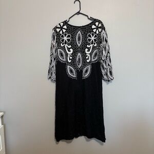 Black and White Embroidered Dress